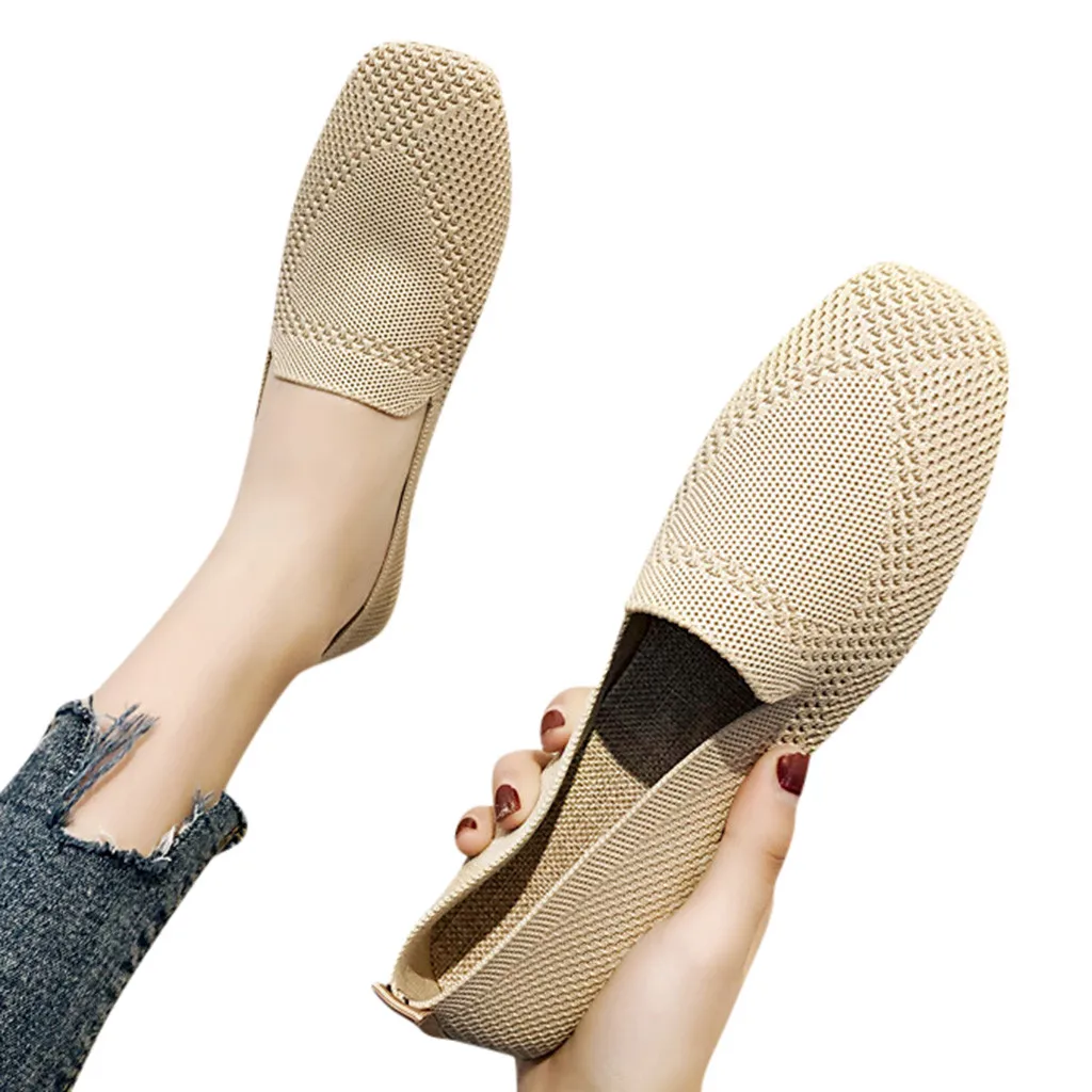 Женские лоферы; chaussures femme; обувь на платформе; дышащая тканая обувь на плоской подошве; женская обувь; Zapatos De Mujer; женская обувь с квадратным носком