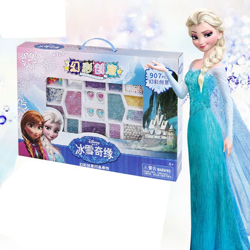 DIY disney мультфильм детей Замороженные ручной работы бисером девушки подарок на день рождения ожерелье Кукла Эльза Аксессуары детский браслет головоломка игрушка коробка