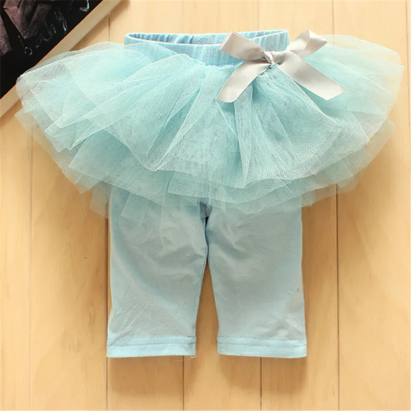 3 Colors Children Girl Skirt  Tutu Culottes Leggings Gauze Pants Party Skirts With Bow Dance Clothing 0-3 Years images - 6
