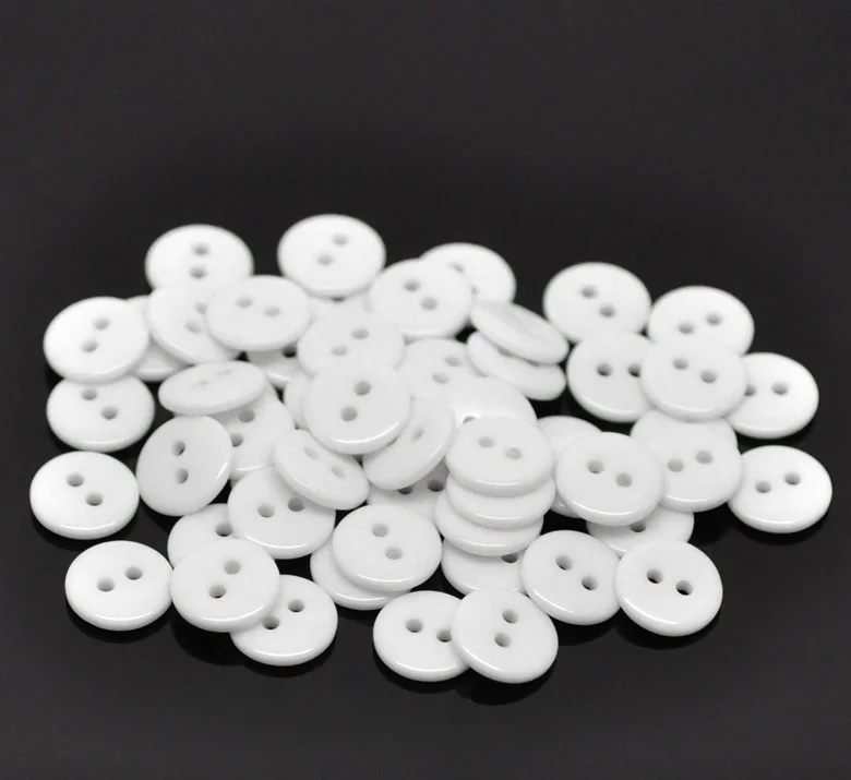 DoreenBeads полимерная пуговица для шитья Скрапбукинг Круглый Белый 2 отверстия 11 0 мм