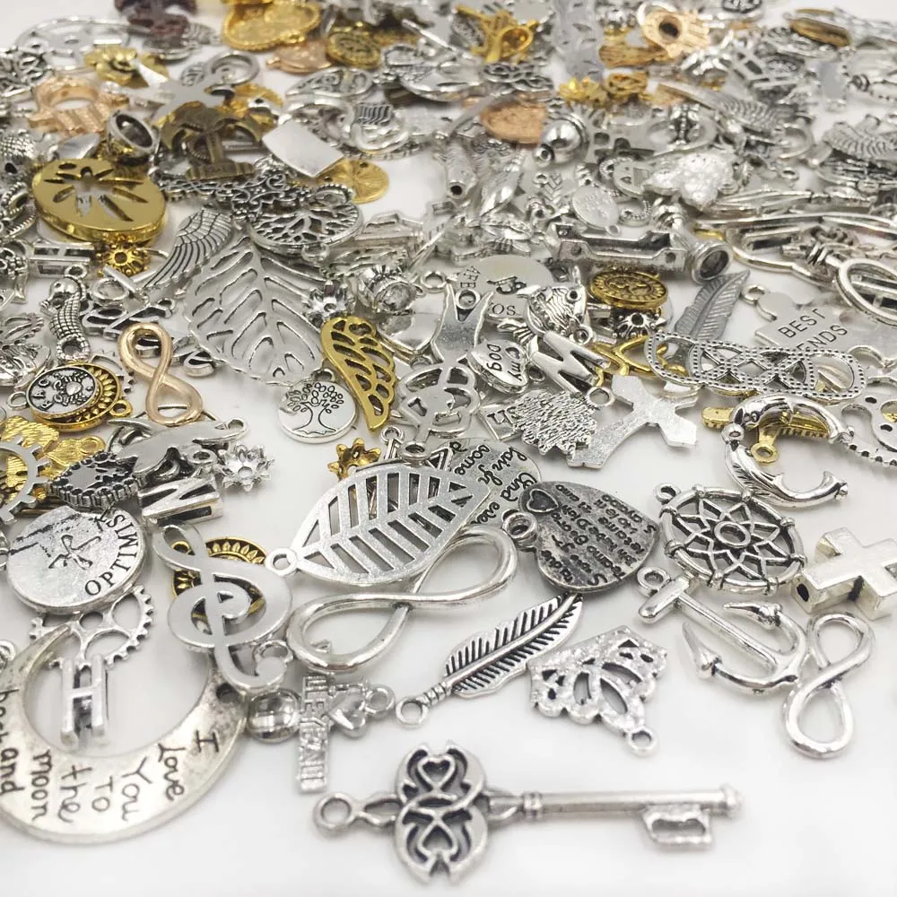 100 г Случайные Смешанные античные посеребренные европейские браслеты