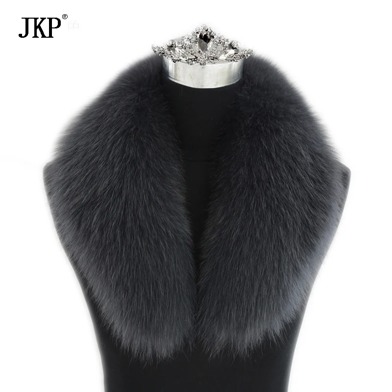 Jancoco Max 2021 новый длинный воротник из натурального Лисьего меха шарф для женщин и