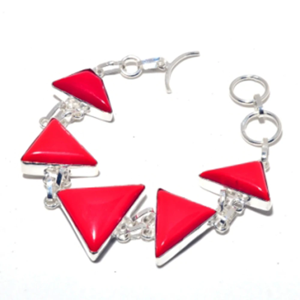 

Coral Bracelet Silver Overlay over Copper, 20.5cm , FRB0051