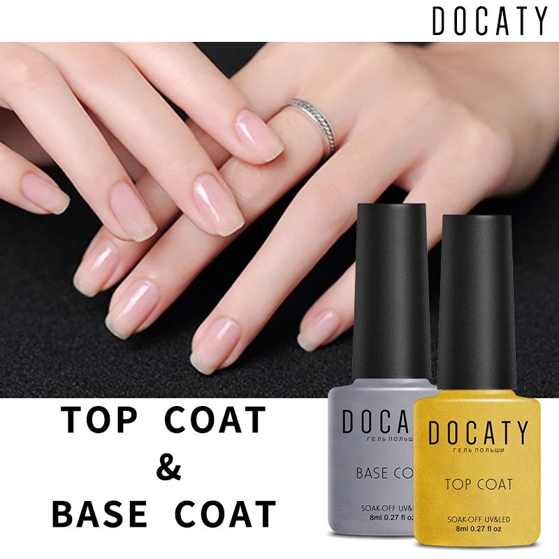 Docaty гель краски для ногтей нижней и верхней лак Постоянная УФ светодиодной эмаль
