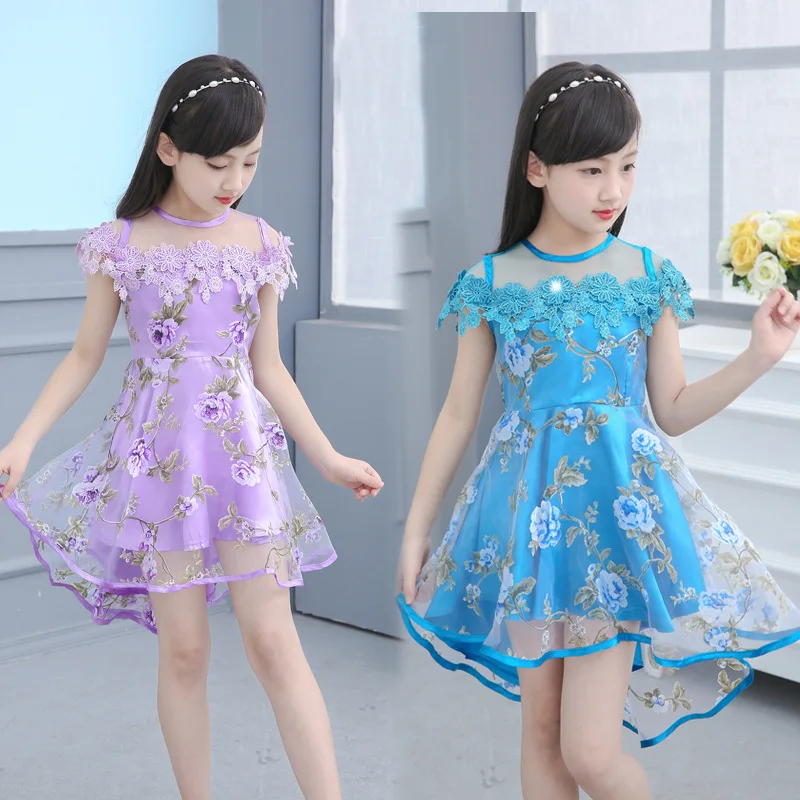 Three Colors Lovely Baby Girl Dress 2018 Summer New Girls Flower Lace Princess Casual Dance 4-12 Year old | Детская одежда и обувь