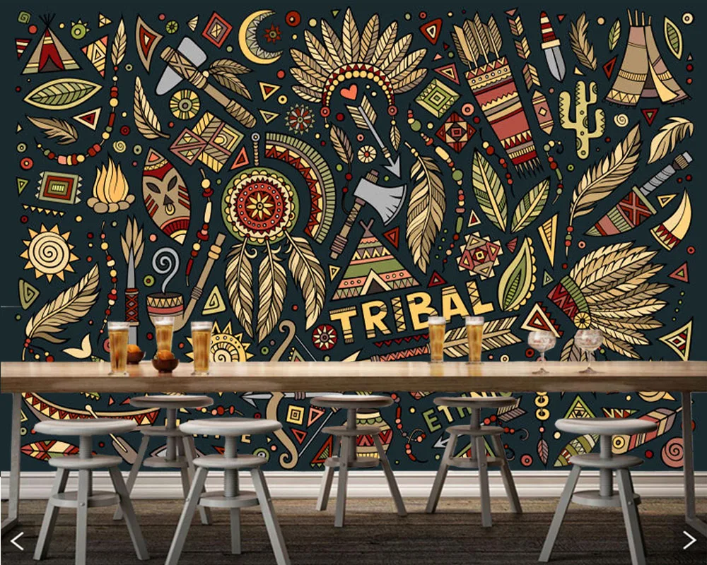 Papel де parede Индийский стиль doodle 3d обои, гостиная диван ТВ стены спальни обои для стен Ресторан барная Фреска