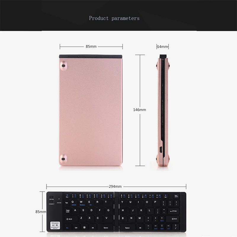 Basix 2 4G Беспроводная Bluetooth Keyboad мини беспроводная клавиатура складная для Windows Android