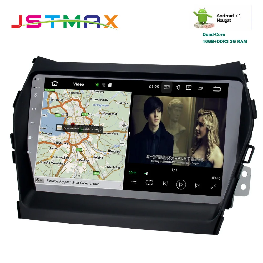 JSTMAX 9 "Android7.1 автомобиля навигационный GPS радиоприемник для hyundai Santa fe IX45 2013 2016 1G +