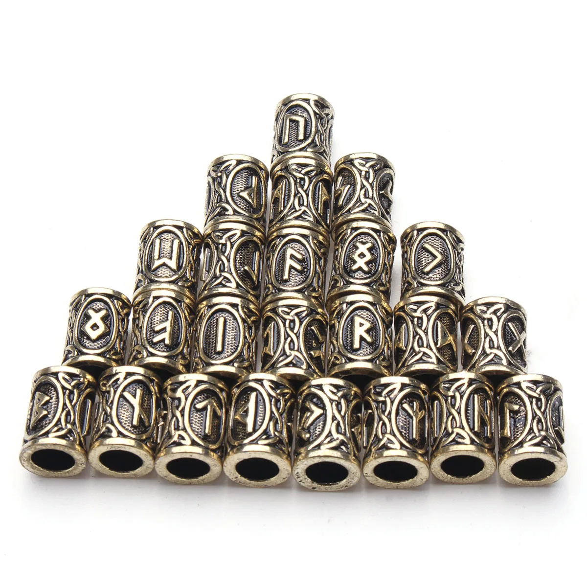 gold 24 шт., заколка для волос, дреды, бусины, зажимы, манжета, руны, узор, медное кольцо, трубки для плетения, аксессуары для наращивания волос - Цвет: gold