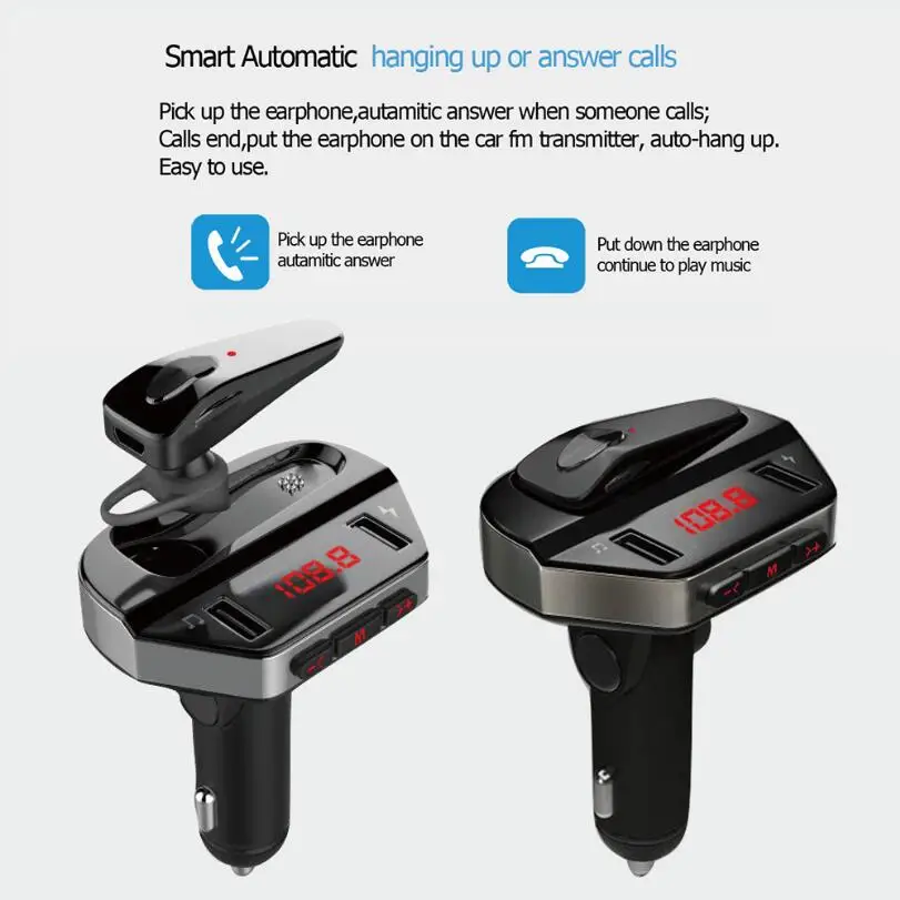 Bluetooth наушники для автомобиля MP3 плеер быстрый автомобиль FM Многофункциональный