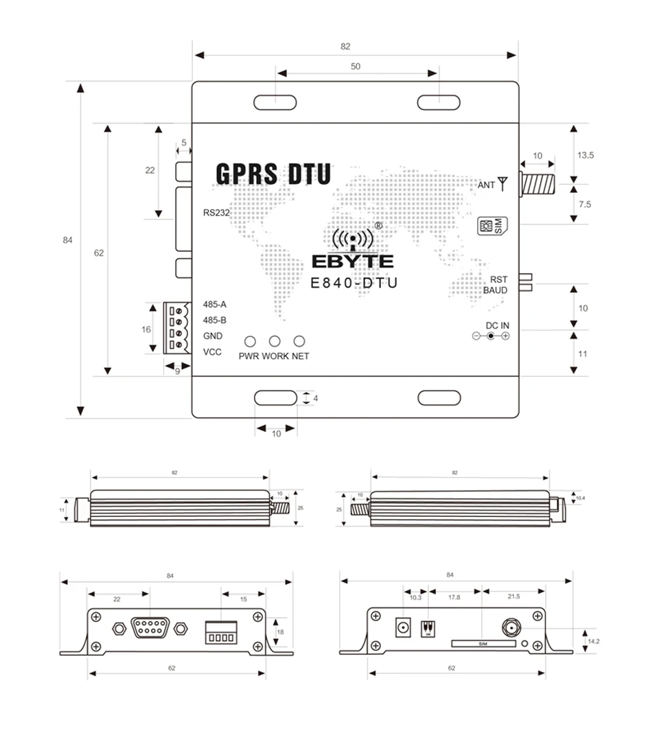 E840-DTU(GPRS-01) GPRS модуль приемопередатчика RS232 RS485 GSM Беспроводной передатчик Quad-band 850/900/1800/1900 МГц приемник модуль