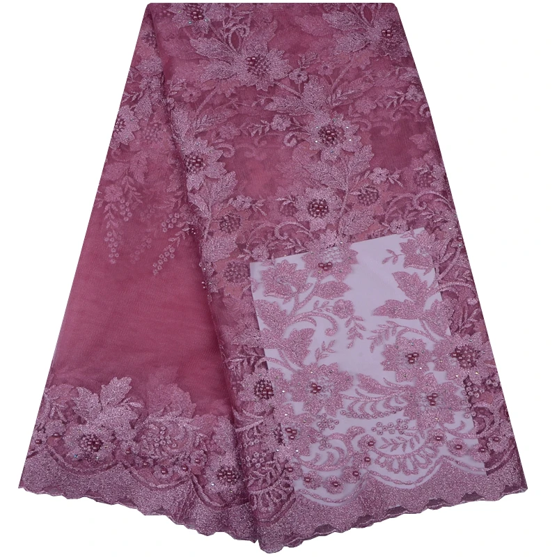 

Nigeria Wedding African Lace Fabric With Beads Lace African French Tulle Lace Fabric Fashion African Lace Fabric A1099