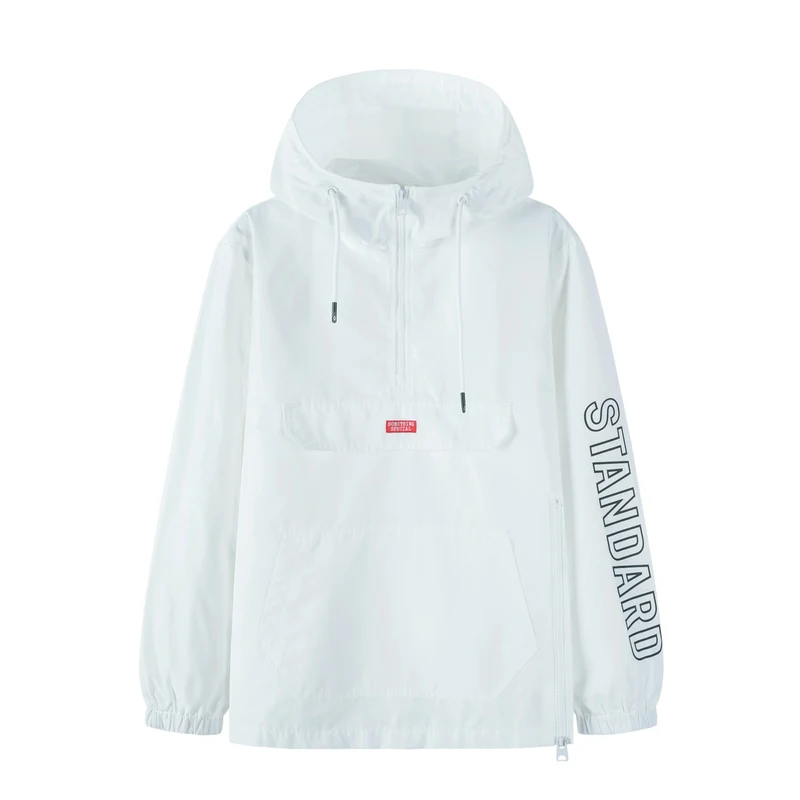 white SEMIR мужская куртка с капюшоном на молнии, мужская спортивная куртка с капюшоном на шнурке, куртка с принтом, с карманом-кенгуру, на молнии сбоку, уличная одежда - Цвет: white