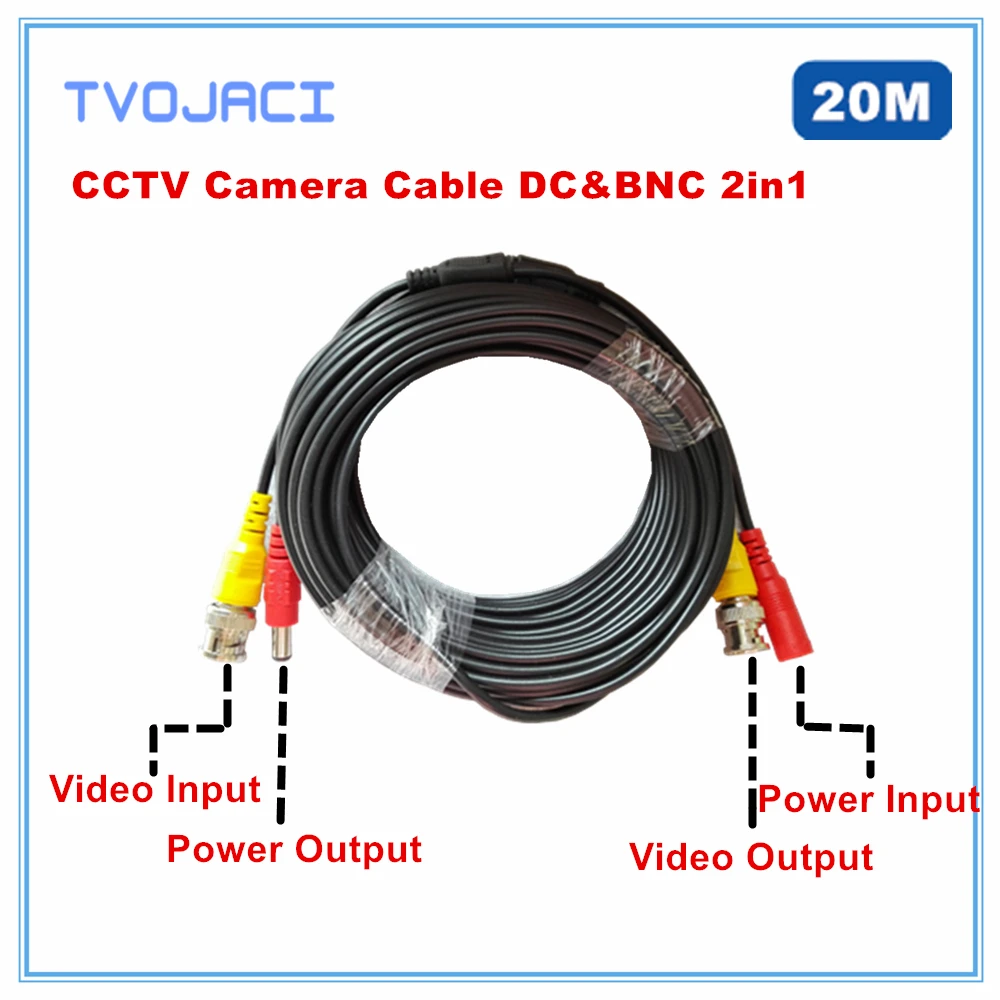 

BNC DC Power Video Security CCTV camera Cable 20m for Analog AHD CVI TVI Power Video Cable Surveillance Camera DVR System