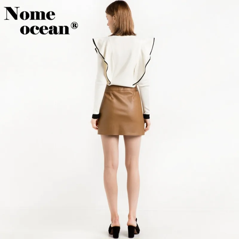 Black Trim Women Sweaters 2018 Spring Ruffle Decoration Pullovers New Arrival Tops of Long Sleeve Knit Sweater M17020611 | Женская