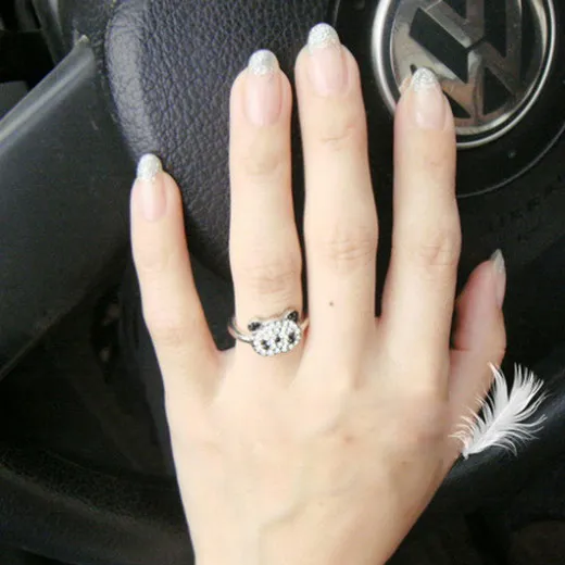 Горячая Распродажа Мода полный стразы кольцо с милой пандой Милые комбинезоны