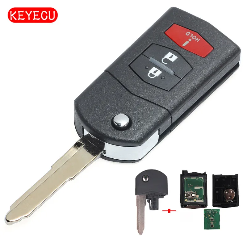 Дистанционный ключ Keyecu Flip с 3 кнопками чип 313 8 МГц 4D63 для Mazda 6 2006 2008 RX 2004