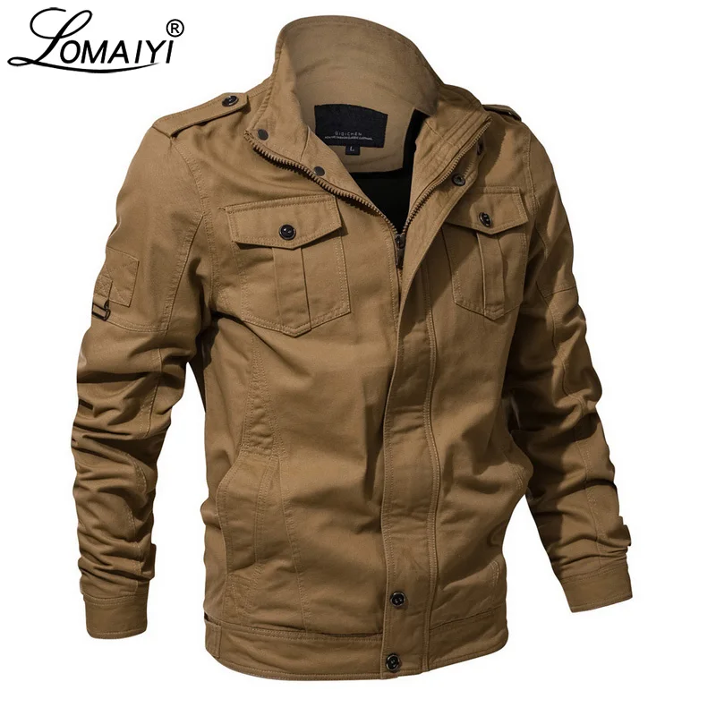 

2019 Men's Military Jacket Men Spring Autumn Pure Cotton Coat With Pockets Male Black Outerwear Man Jackets Mens Clothing BM298