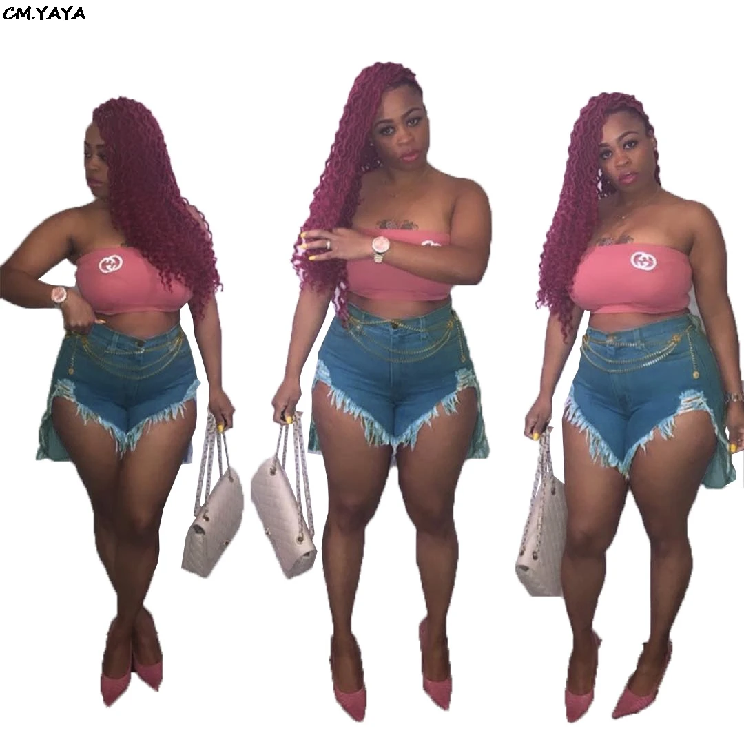 Женские джинсовые шорты с высокой талией повседневные вырезами и асимметричным