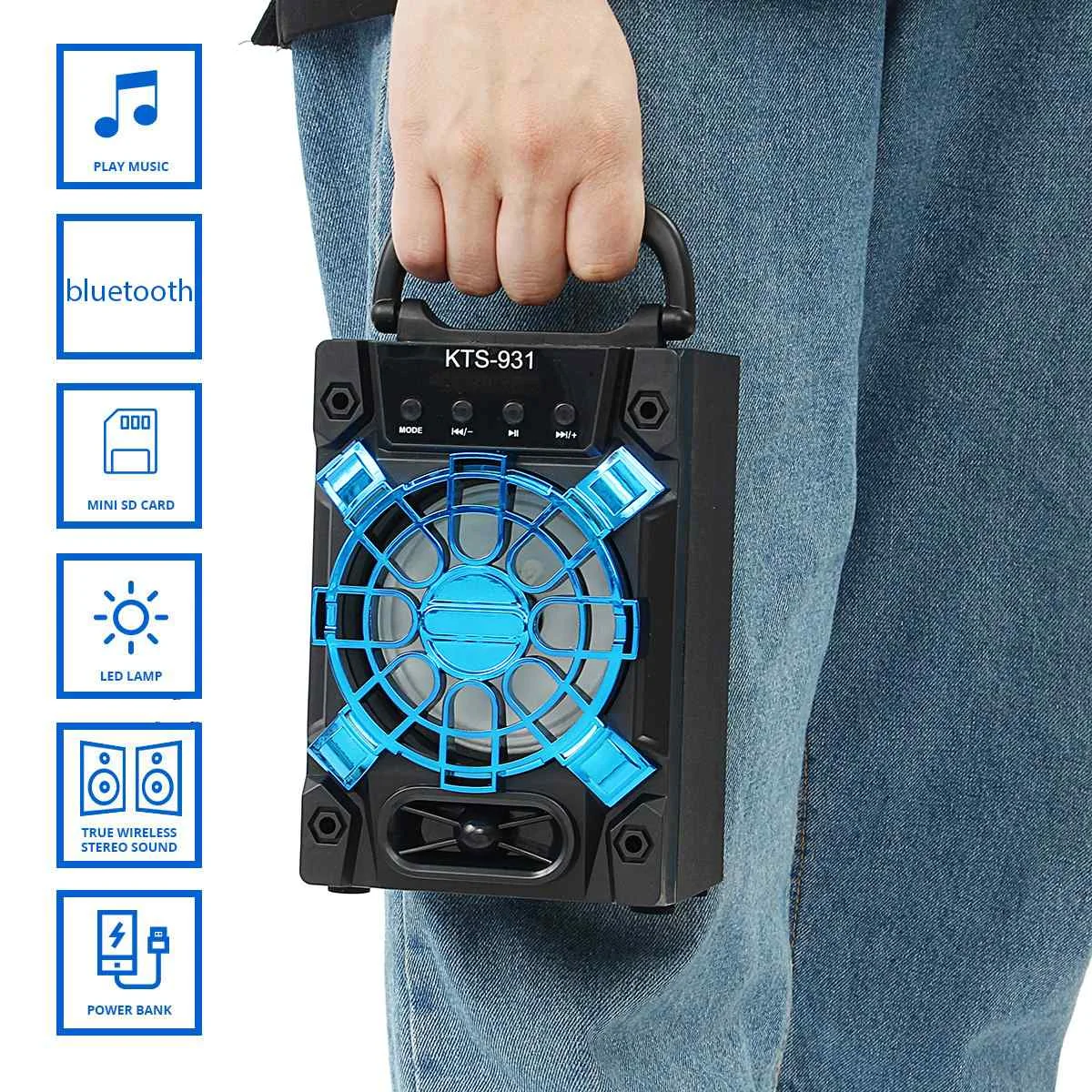 Портативная беспроводная стерео акустическая система наружная мини Bluetooth аудио Колонка светодиодный музыкальный танцевальный спортивный USB/TF карта/AUX режим воспроизведения