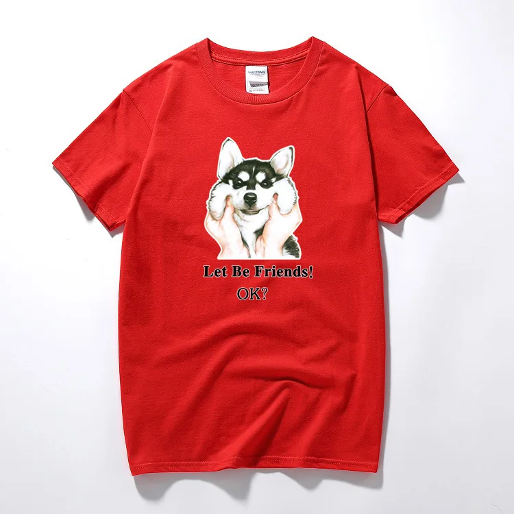 Men's Funny Siberian Husky T shirt Summer Doge Cotton Tee Shirt Homme Men and Women Harajuku Dog Brand Clothing | Мужская одежда