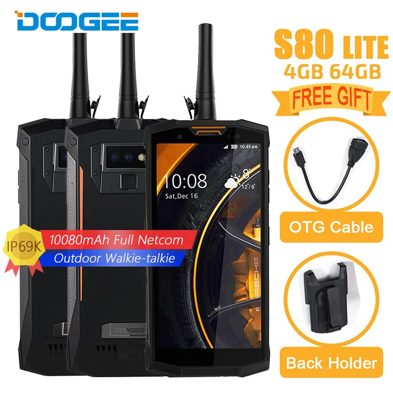 DOOGEE S80 Lite 4G LTE Смартфон Android 8 1 рация NFC 10080 мАч 5 99 FHD P23 Восьмиядерный 4 Гб 64