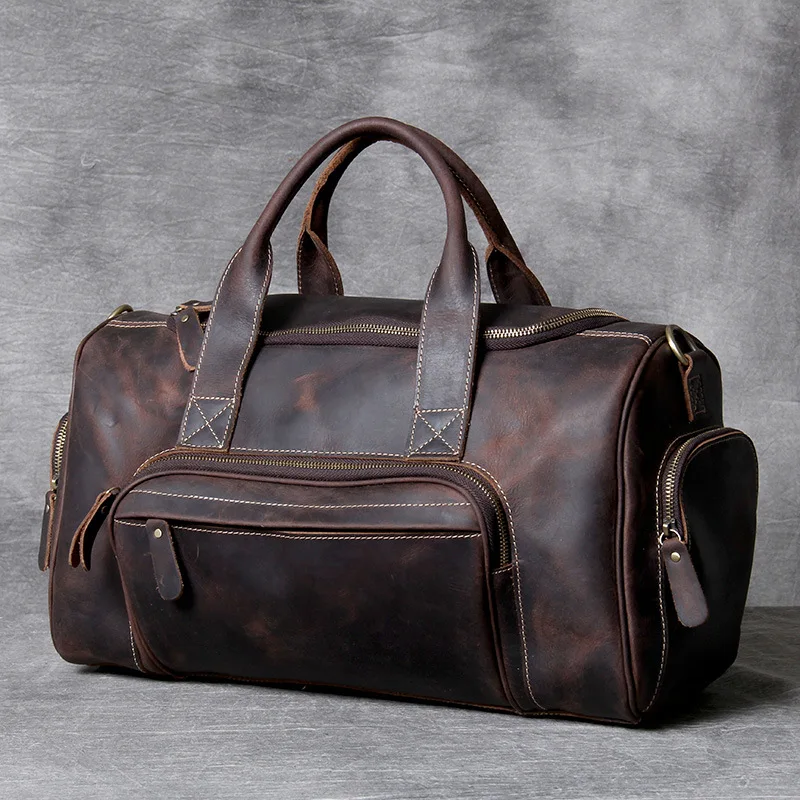 Men Handbags Shoulder Luggage Bag Crossbody Bags First Layer Cowhide New Retro Large Capacity Travel Crazy Horse Leather Male |