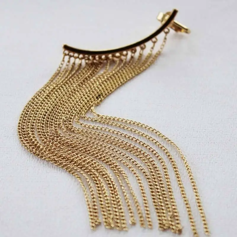 Тенденции стили 18 К позолоченный металл длинной кисточкой панк уха манжеты