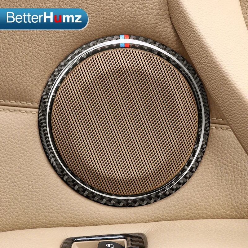 

styling car audio Carbon Fiber speaker door loudspeaker trim sticker cover for bmw E90 3 Sereis E84 X1 Decorative circle ring