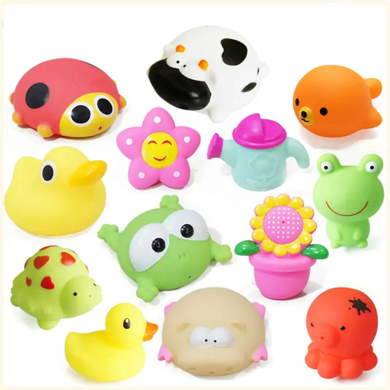 10Pcs Mixed Animals Soft Rubber Float Squeeze Sound Squeaky Bathing Swimming Play Toy For Baby Classic Toys | Игрушки и хобби