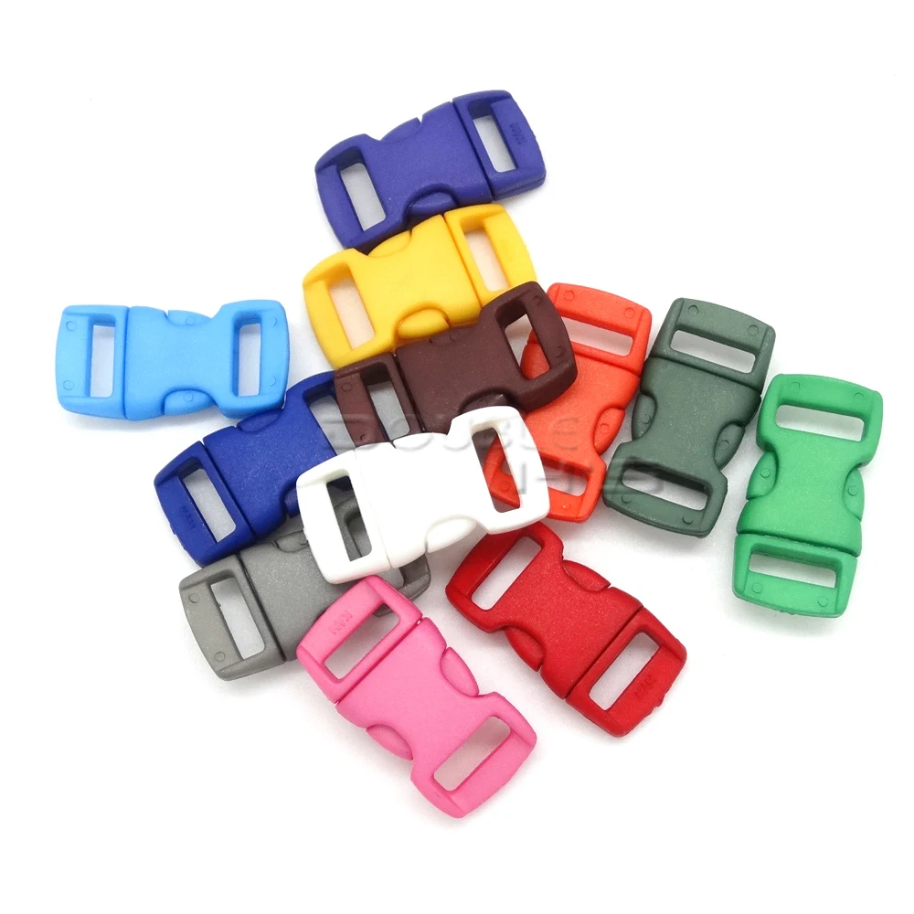 500pcs/lot Mixed Colorful 3/8&quot(10mm) Plastic Buckles Contoured Curved For Paracord Bracelets | Дом и сад