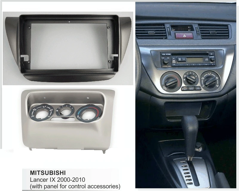 9inch Car Fascia Radio Panel for MITSUBISHI Lancer IX 2000-2010 Dash Kit Install Facia Console Bezel Adapter 9inch Plate Cover