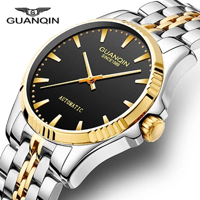 gold black B Водонепроницаемые мужские часы из нержавеющей стали GUANQIN Брендовые Часы Мужские автоматические механические наручные часы Relogio Masc - Цвет: gold black B