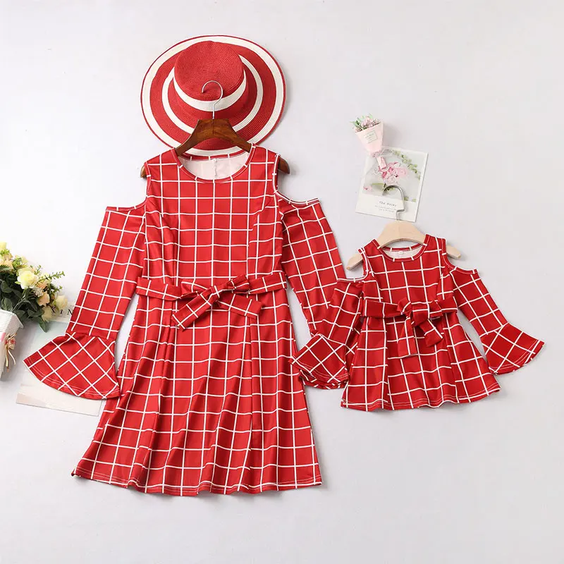 Mother Daughter Dresses Matching Clothes 2019 Family Look Mommy and Me Girl Long Sleeve Party | Мать и ребенок