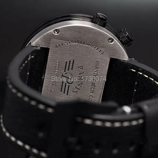 Часы Parnis 48 мм Красный Черный Сэндвич Циферблат полный хронограф кварцевые move