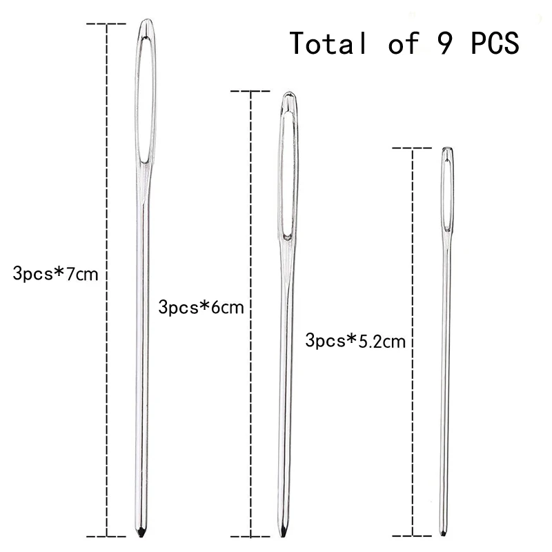 2019 New 9pcs 3 Size security not hurt the hand Aluminum Hand Sewing needle Clothes quilt embroidery knitting needles X4002 | Дом и сад