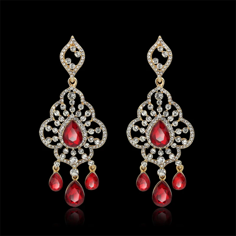 Мода Большое Заявление Серьги Для Женщин Роскошные Rhinestone Цветок Кисточкой