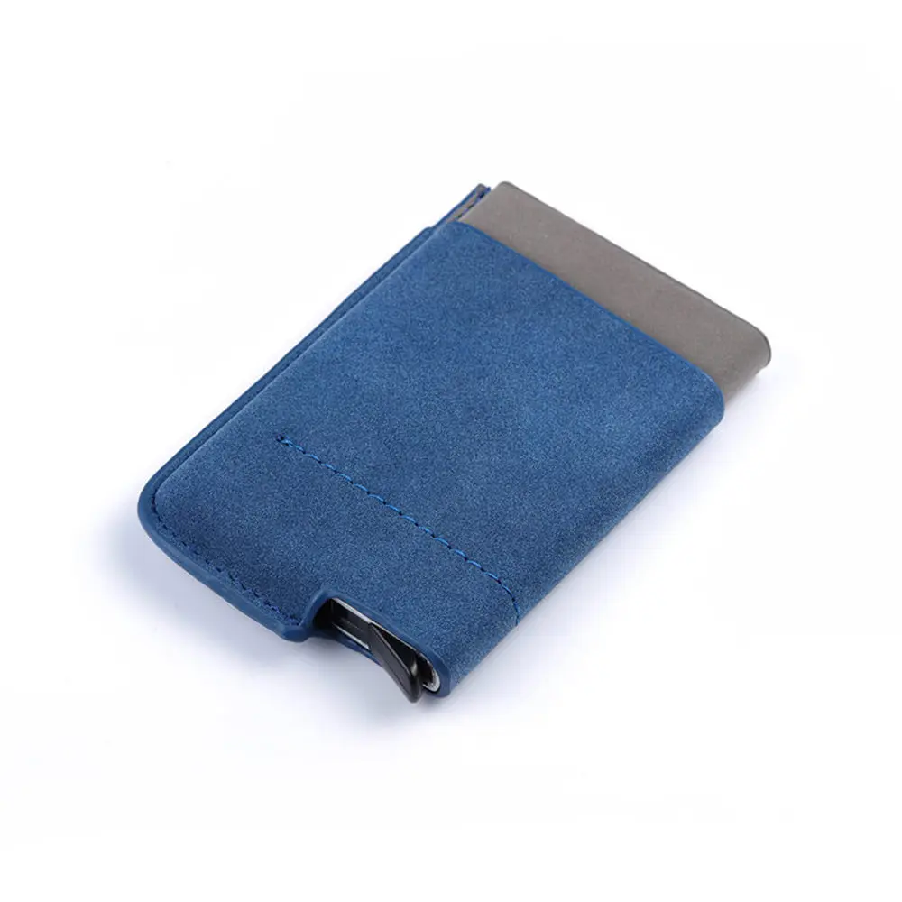 BONAMIE Алюминиевый RFID кошелек с передним задним карманом, чехол для кредитных карт, Мини Тонкий автоматический держатель для карт, унисекс - Цвет: Blue