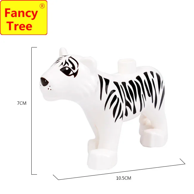 big white tiger Совместим с Duplo большой блок животное бегемот жираф слон Обезьяна коричневый медведь панда Тигр лошадь лиса белка игрушки - Цвет: big white tiger