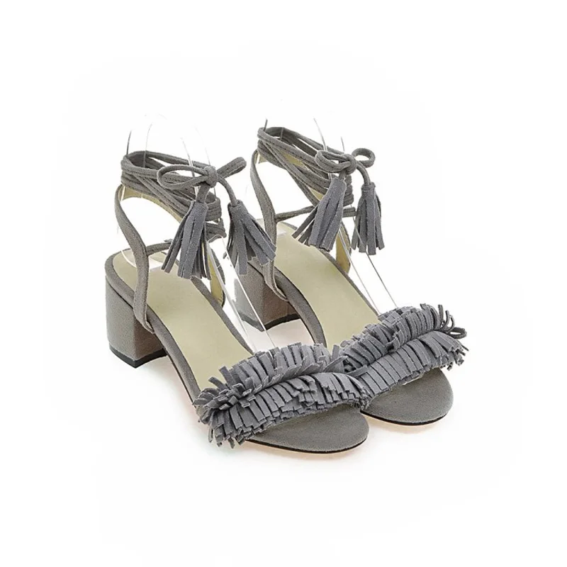 Плюс Размеры кисточкой Сандалии для девочек Для женщин 2018 Новая модная летняя