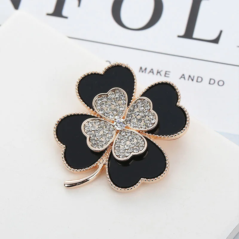 Модные Опал Камень Four Leaf Clover Брошь Pin Золото и серебро Цвет одежде подарок на день