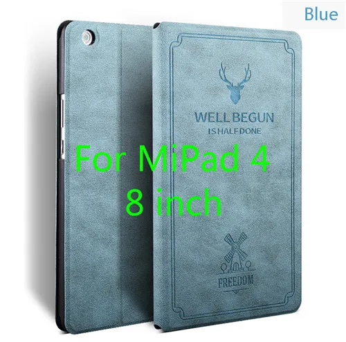 Mipad4 8inch Blue Чехол для Xiaomi Mi Pad 4,8 дюймов, Тонкий Ретро складной чехол-подставка из искусственной кожи, умный чехол для Xiaomi Mi Pad 4 Plus 10,1 дюймов, чехол для планшета - Цвет: Mipad4 8inch Blue