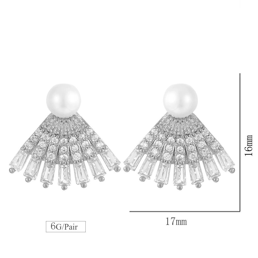 

SisCathy Trendy Full Cubic Zirconia Earrings For Women Elegant korean Stud Pearl Earrings Bridal Wedding Fashion Jewelry