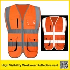 Светоотражающий защитный жилет SFvest, рабочая одежда unifroms, рабочая одежда hi vis, оранжевый жилет с принтом логотипа компании, бесплатная доставка