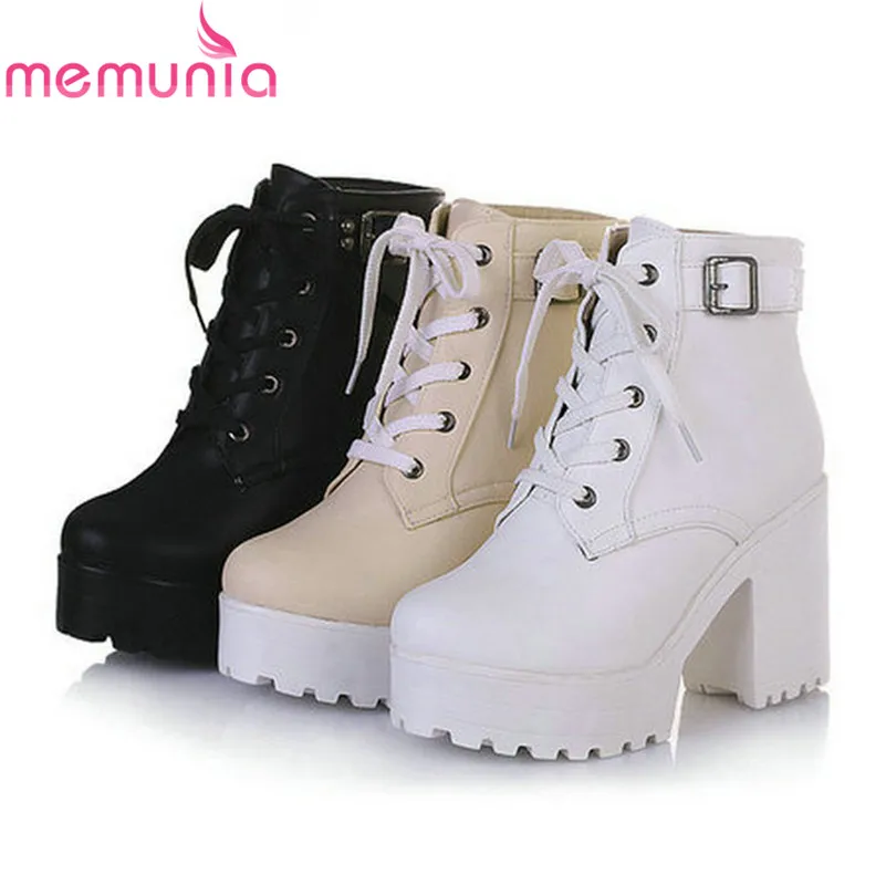 MEMUNIA/Большие размеры 34-43 Женские ботинки в стиле панк обувь на платформе