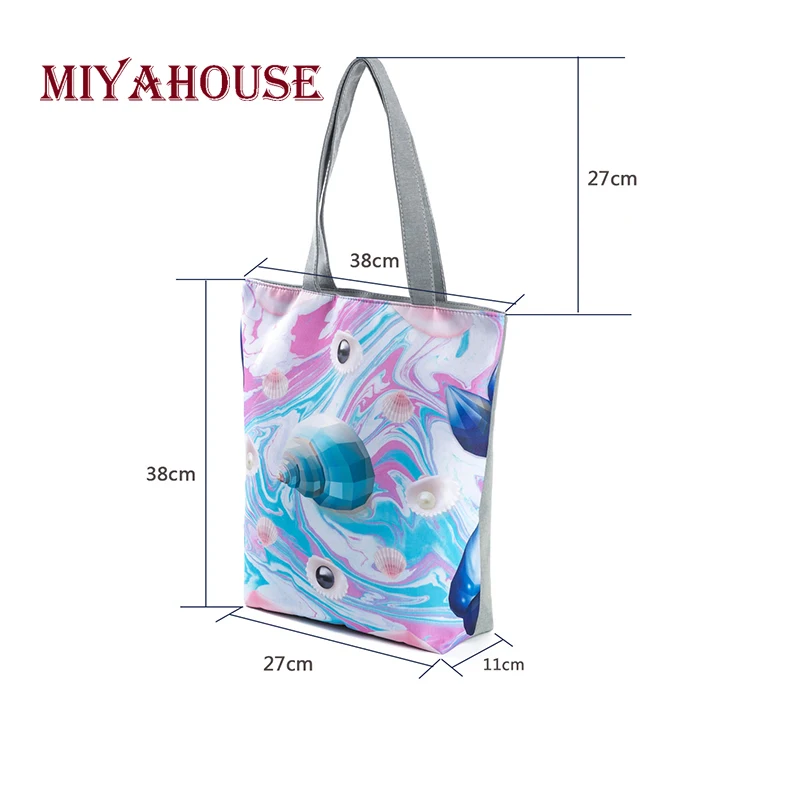 Летняя Пляжная сумка Miyahouse женская через плечо Холщовая Сумка тоут с красочным