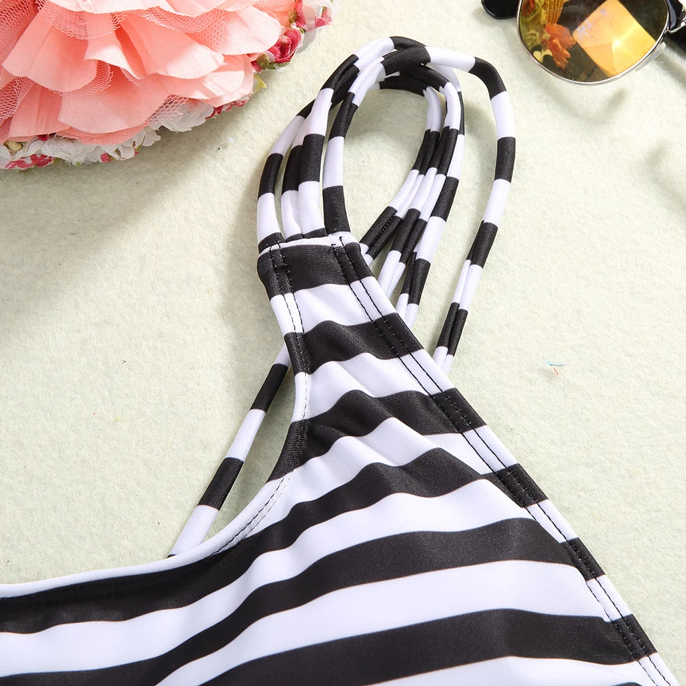 Новинка 2017 хит черный белый темно синий полосатый Мягкий ремень монокини