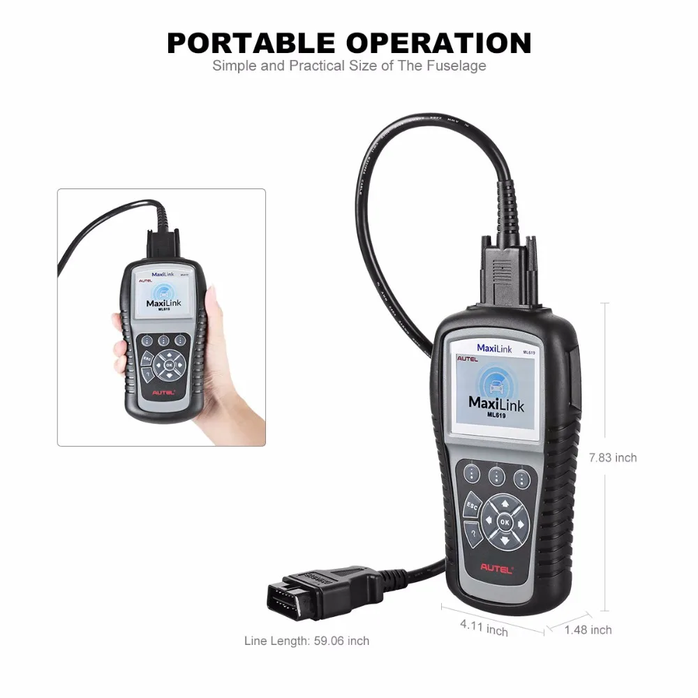 AUTEL MaxiLink ML619 может OBD2 сканер ясно код читателя АБС SRS сбрасывает мониторов EOBD easydiag