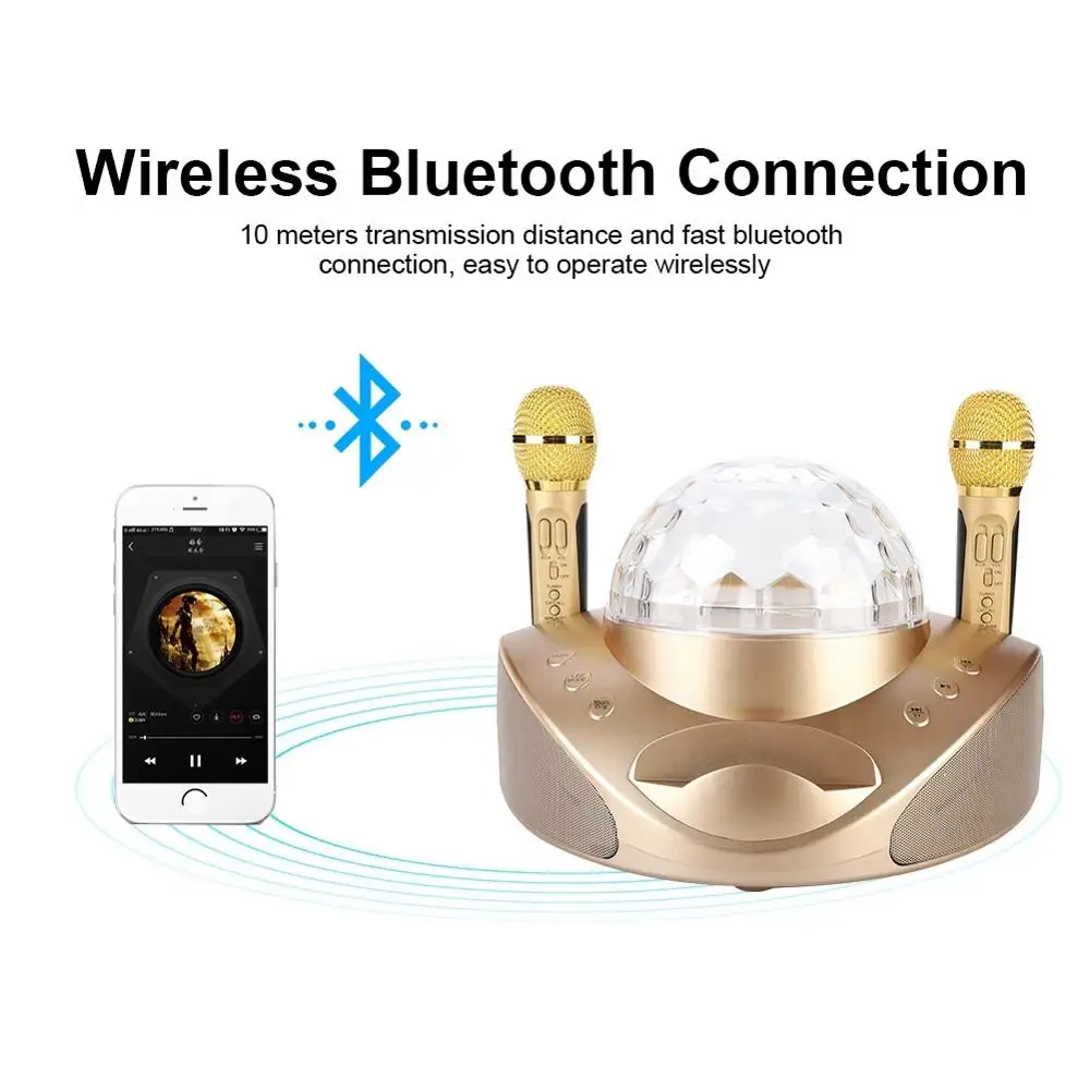 Семейные комплекты для дискотеки KTV Bluetooth караоке микрофон двойной цветные огни с