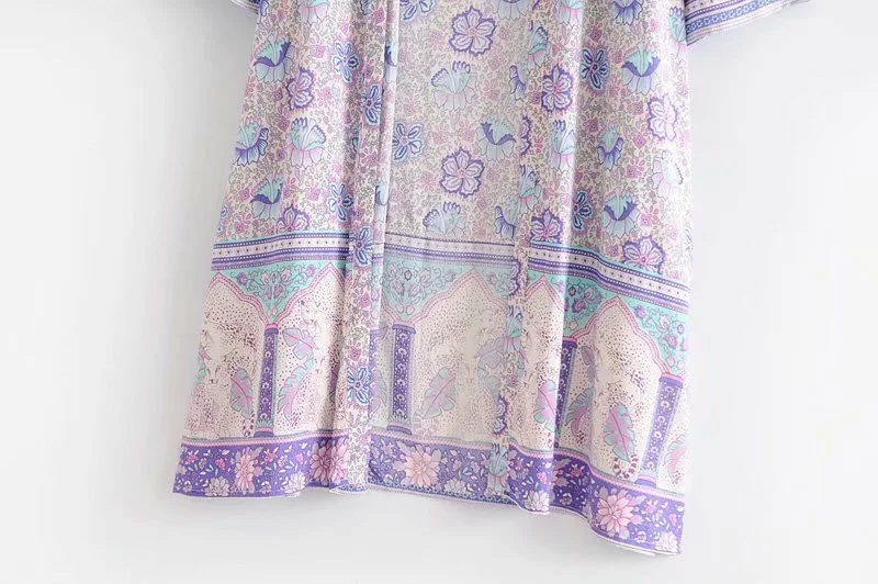 2019 новые женские богемные с v образным вырезом лавандового цветка печати кимоно